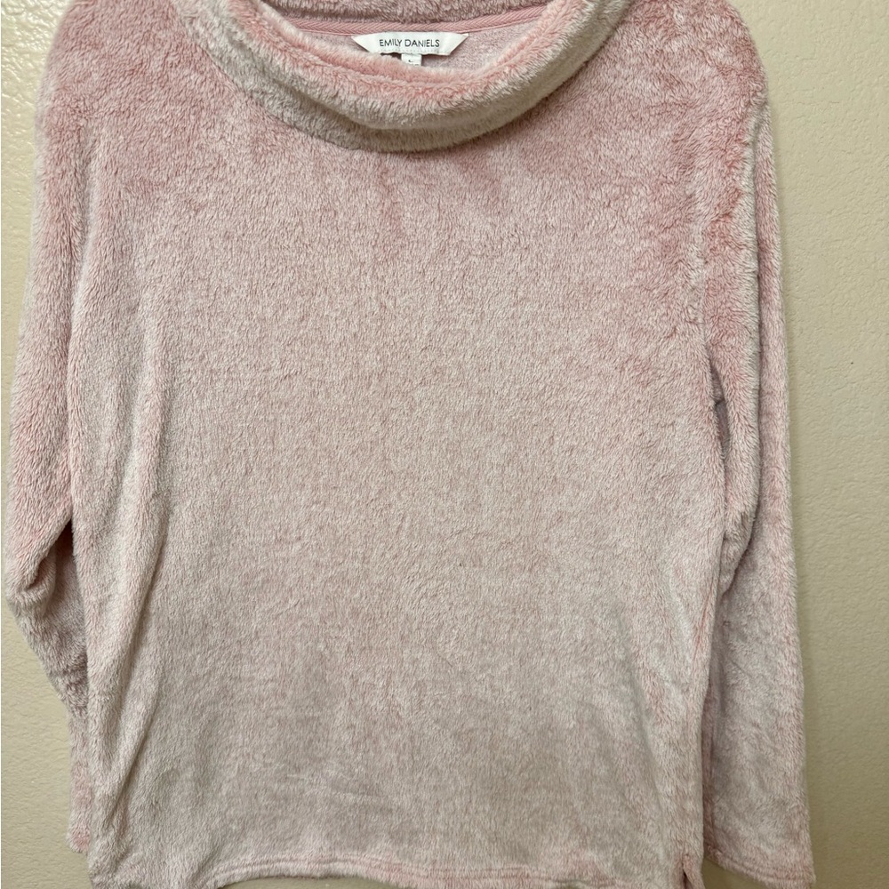 Emily Daniel’s Dusty Pink Plush Sweater Sz L  Pullover soft, cozy, Y2K, warm